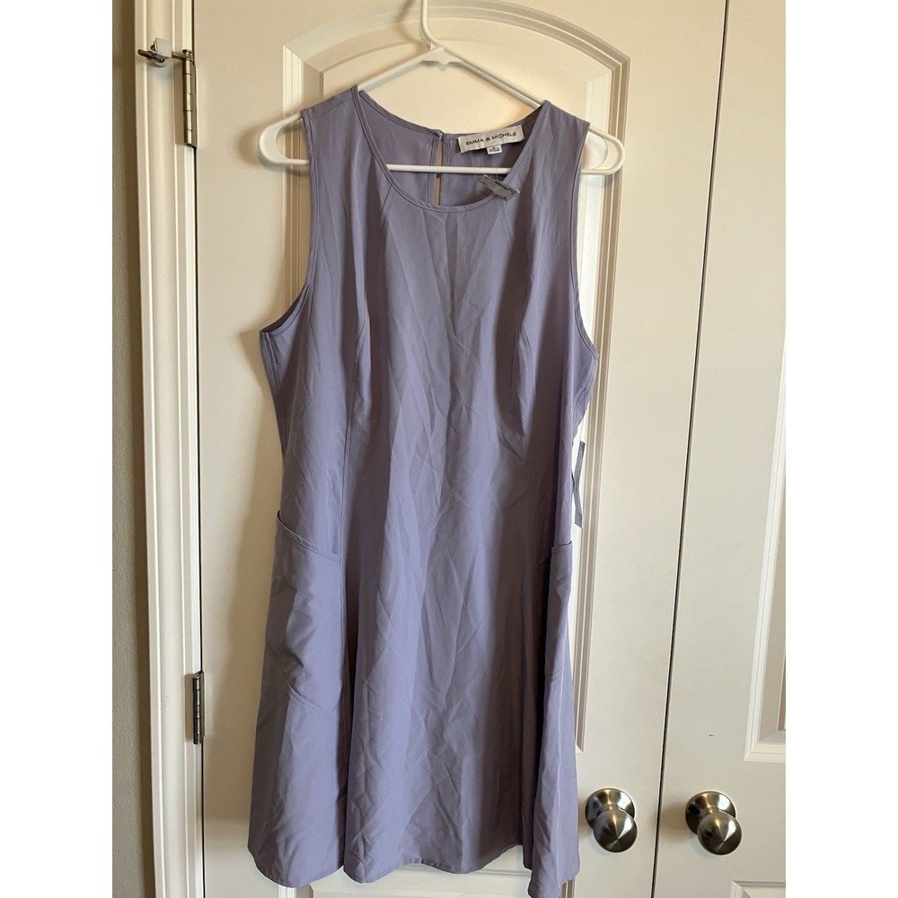 Emma & Michele Tank Dress Women Medium Lavender New Pockets Lightweight C129